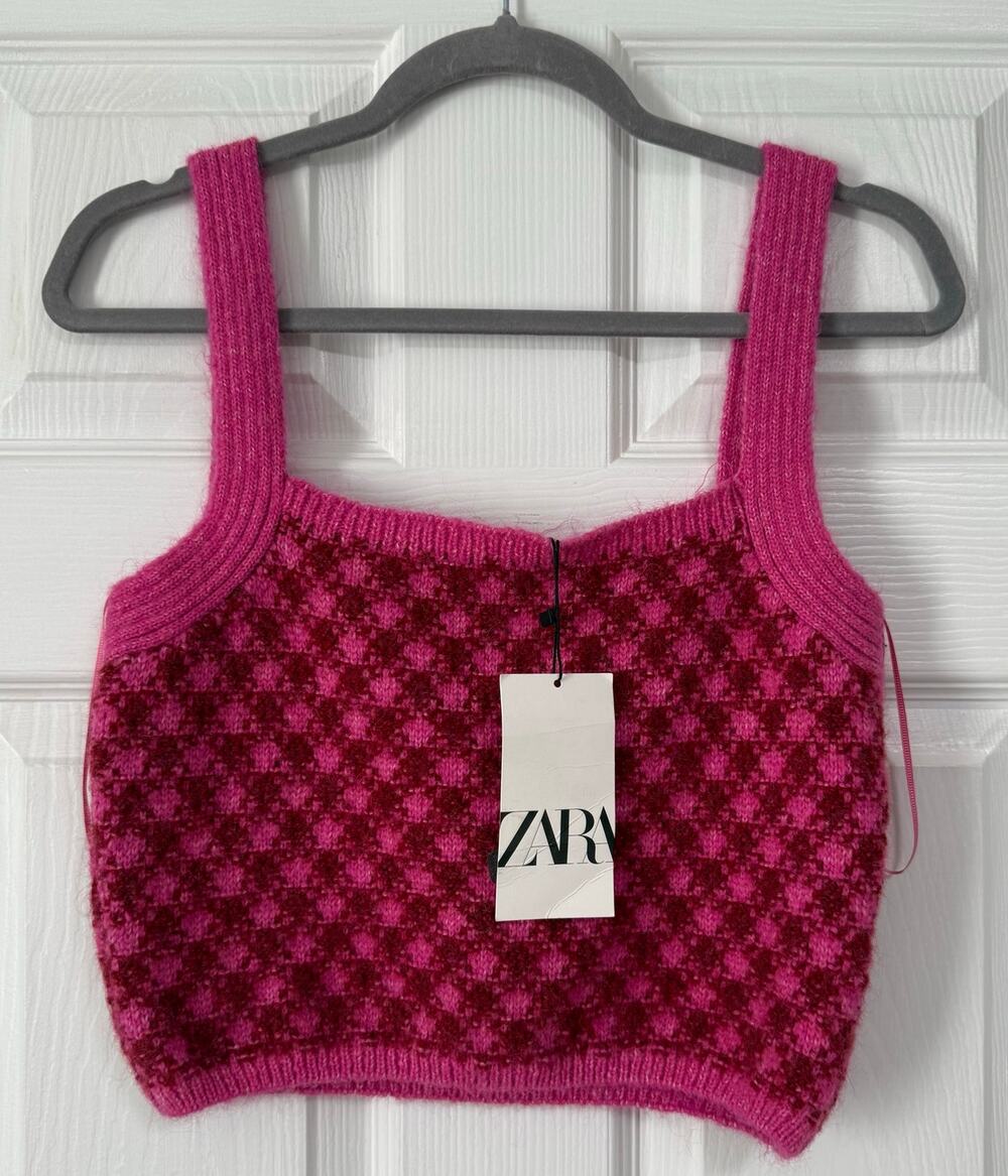 Zara New With Tags Women's Pink Knit Wool Blend Tank Top Size Large
